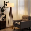 Quattro Floor Lamp - Dark Walnut Wood Finish & Weathered Brass Dimmer