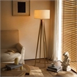 Quattro Floor Lamp - Natural Ash Wood Finish & Weathered Brass Dimmer