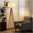 Quattro Floor Lamp - Natural Ash Wood Finish & Weathered Brass Dimmer