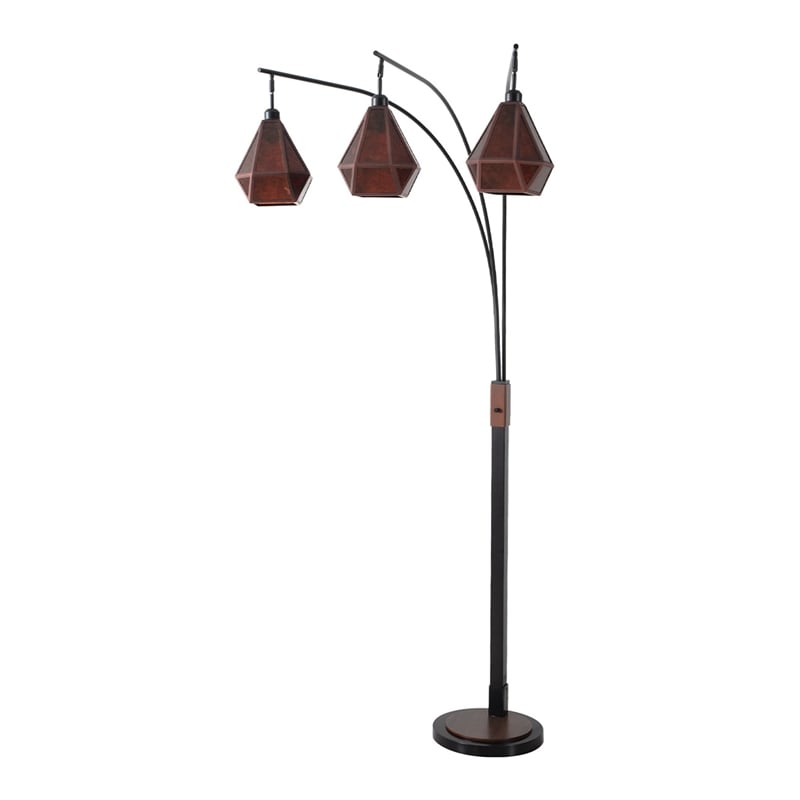 Artifact Natural Mica 3 Light Arc Floor Lamp 86 Inch Expresso Bronze