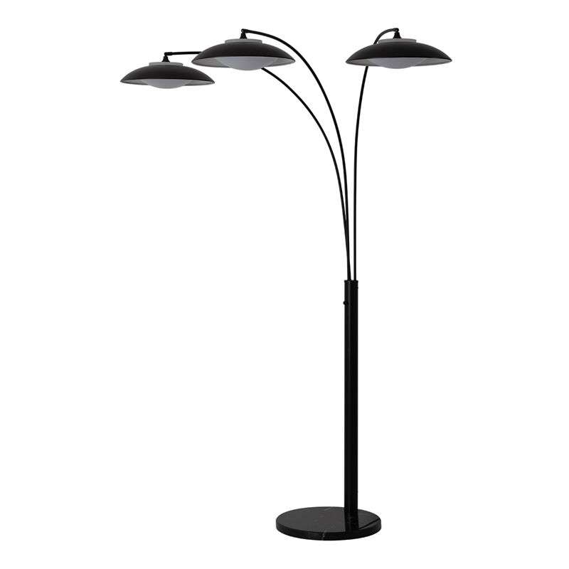 Saucer 3 Light Arc Floor Lamp - Matte Black