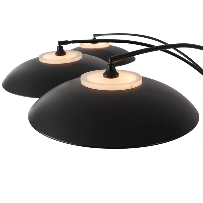 Saucer 3 Light Arc Floor Lamp - Matte Black