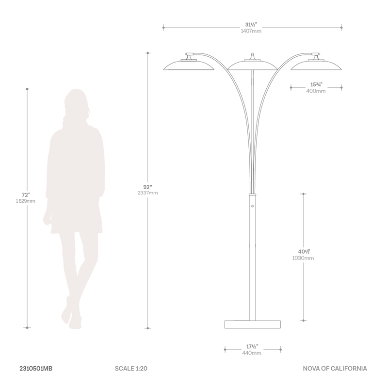 Saucer 3 Light Arc Floor Lamp - Matte Black