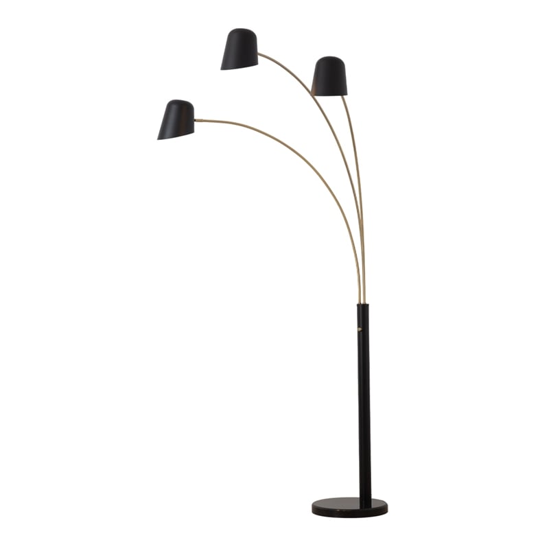 Culver 3 Light Arc Floor Lamp 86 Matte Black & Weathered Brass