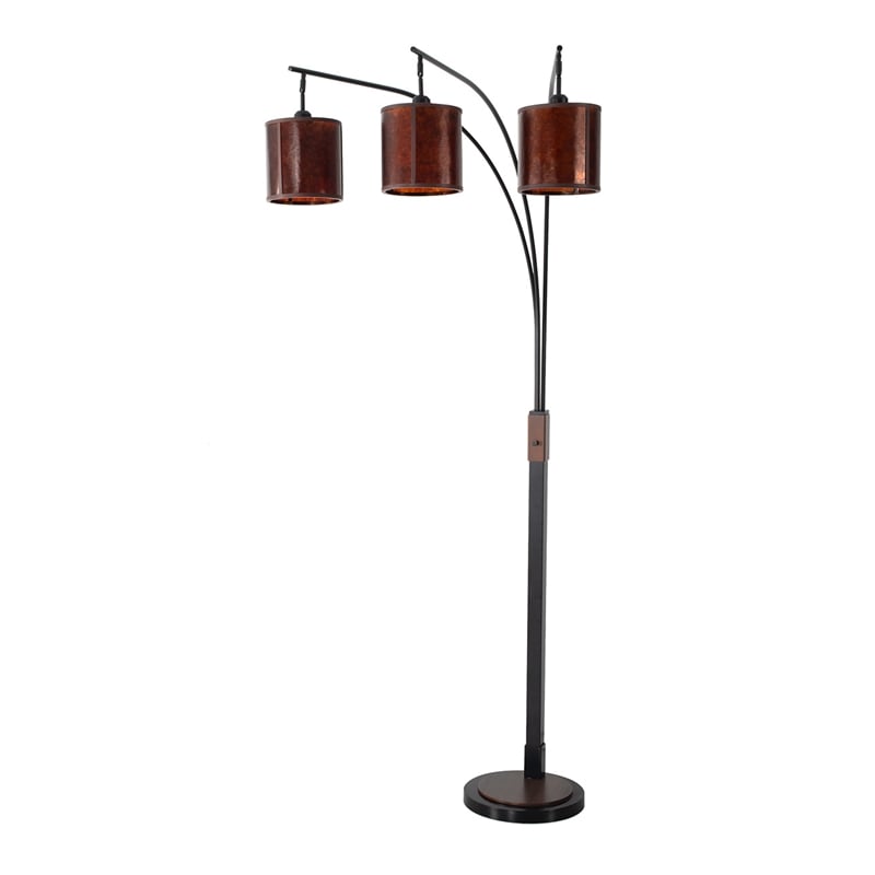 Layers Natural Mica 3 Light Arc Floor Lamp 86 Charcoal Gray & Gunmetal