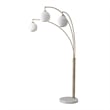 Moraga 3-Light Arc Floor Lamp in Brass with Bone Porcelain Shades