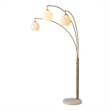Moraga 3-Light Arc Floor Lamp in Brass with Bone Porcelain Shades
