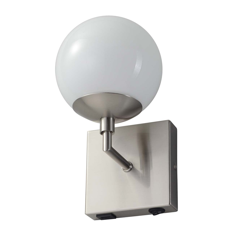 Globe Wall Sconce - 10' Satin Nickel Plug-in with Rocker Switch