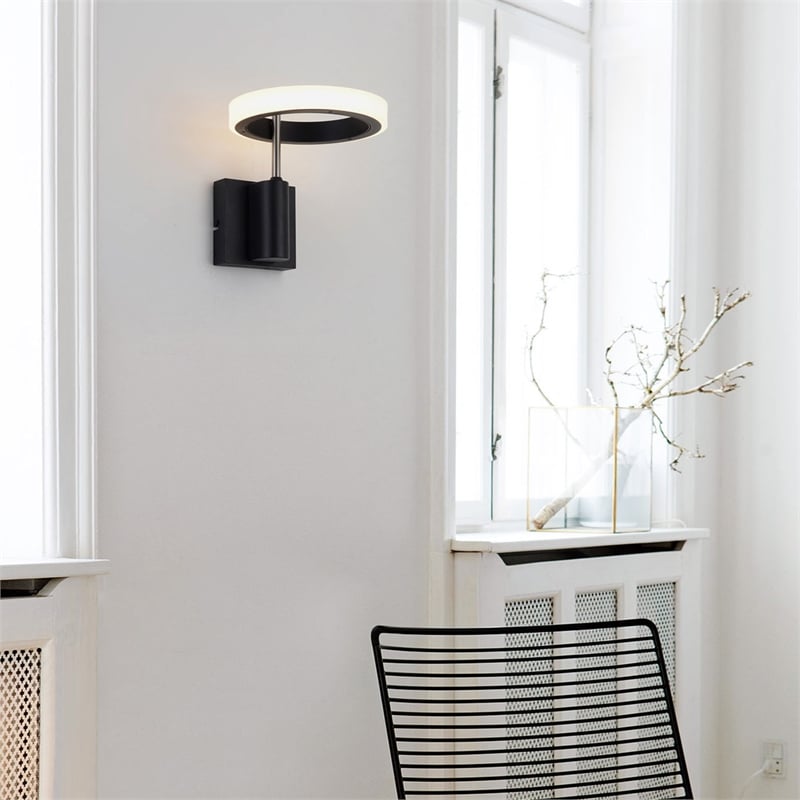 Aerial Hardwired LED Wall Sconce 9 Inch Antique Nickel