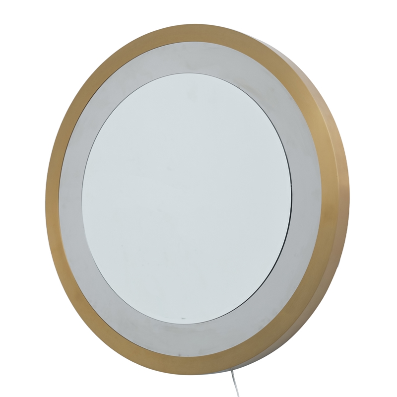 Starfall Vanishing Infinity LED Round Wall Mirror in Brass