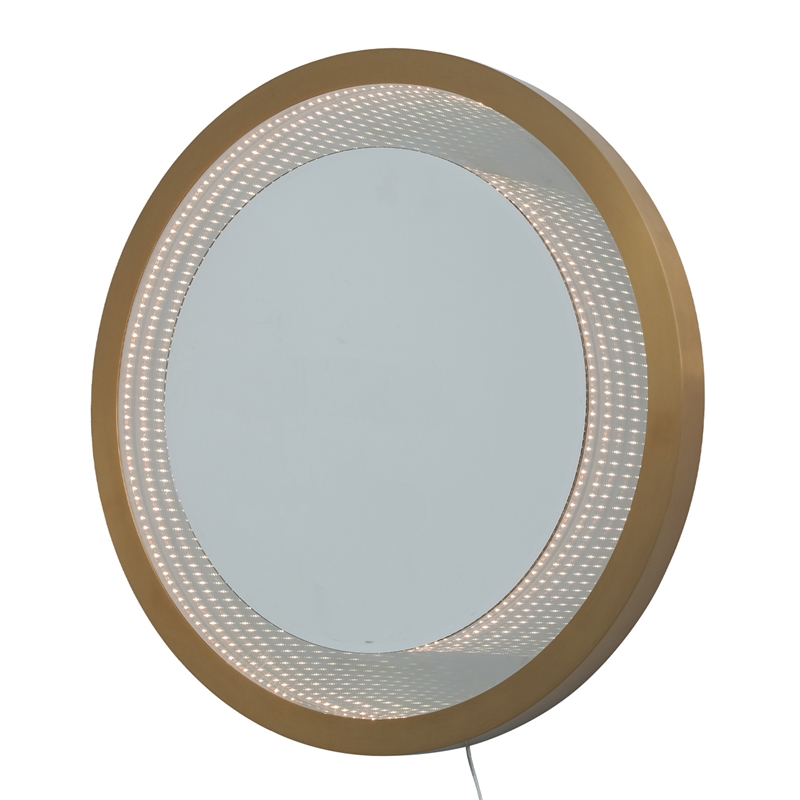 Starfall Vanishing Infinity LED Round Wall Mirror in Brass