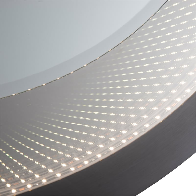 Starfall Vanishing infinity LED Round Wall Mirror in Gunmetal