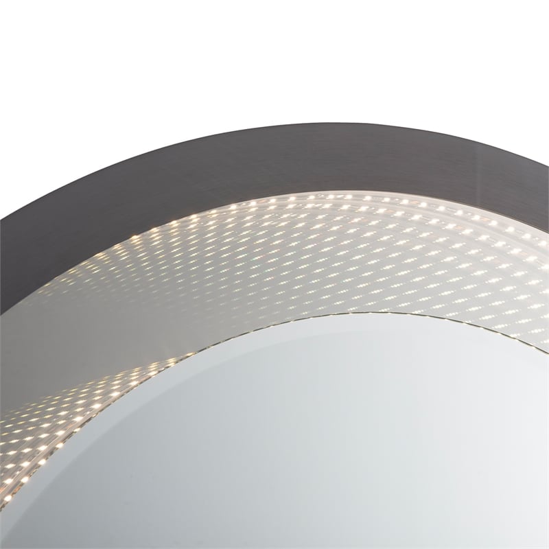 Starfall Vanishing infinity LED Round Wall Mirror in Gunmetal