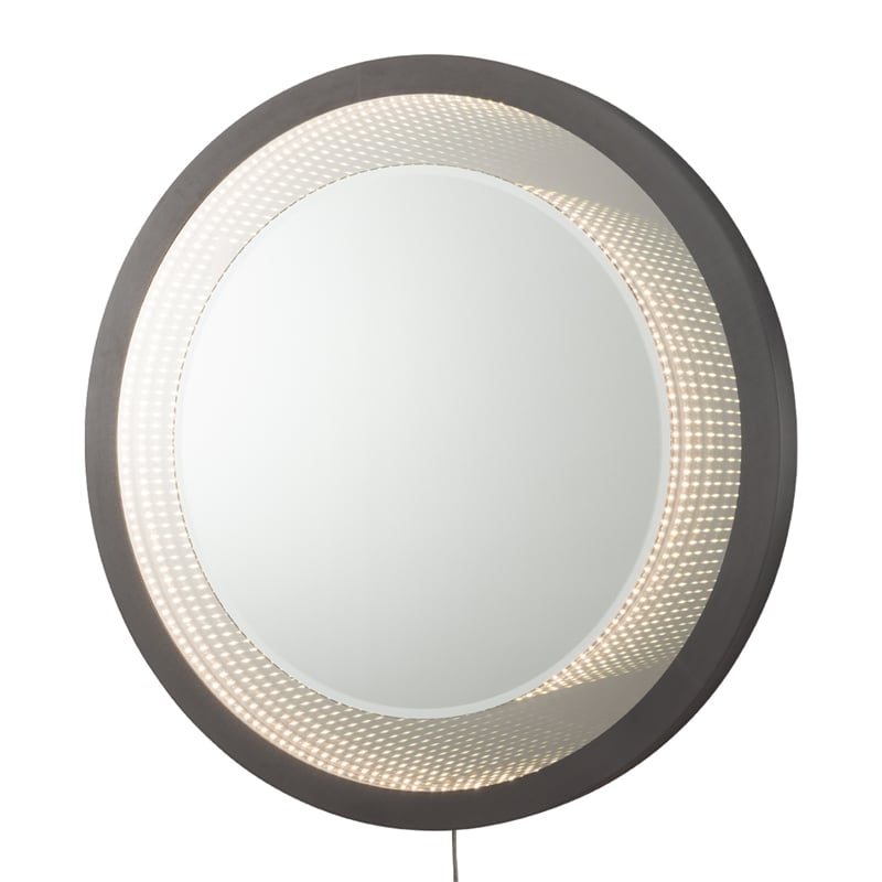 Starfall Vanishing infinity LED Round Wall Mirror in Gunmetal