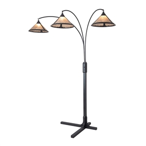 Natural Mica 3 Light Arc Floor Lamp - 86 Charcoal Gray Wood Gunmetal
