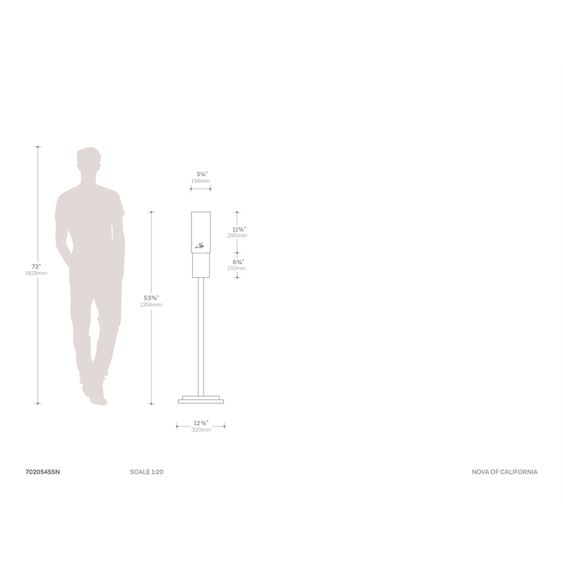 Luxe Floor Stand Touchless Hand Sanitizer Dispenser - 54 Brushed Brass