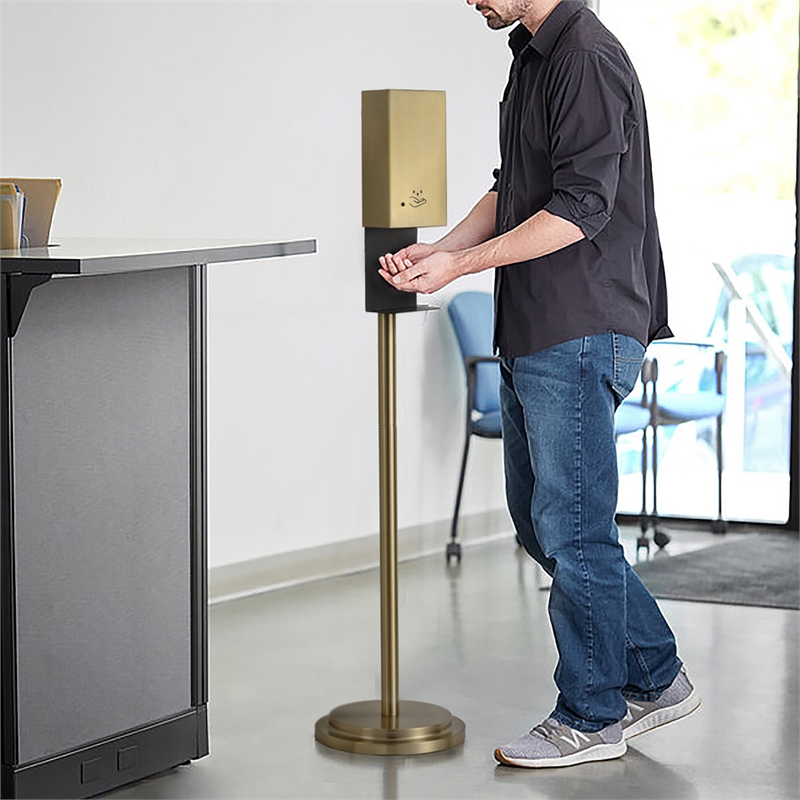 Luxe Floor Stand Touchless Hand Sanitizer Dispenser - 54 Brushed Brass