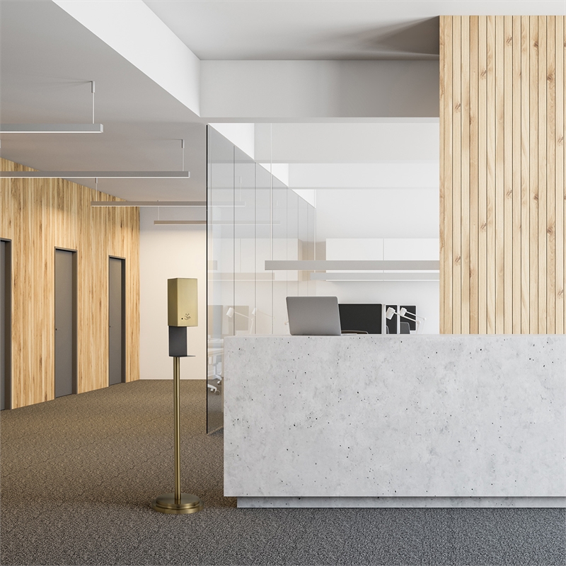 Luxe Floor Stand Touchless Hand Sanitizer Dispenser - 54 Brushed Brass