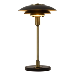 rancho mirage table lamp - matte black & gold-leaf shade weathered brass