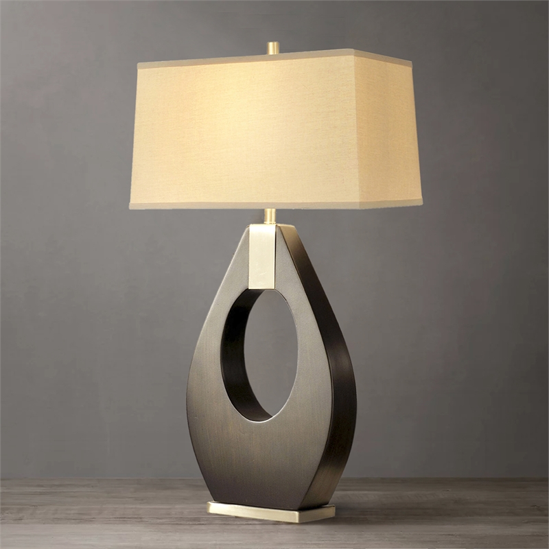 Pearson Table Lamp - 30 Pecan Wood and Brushed Nickel 3-Way Rotary Switch