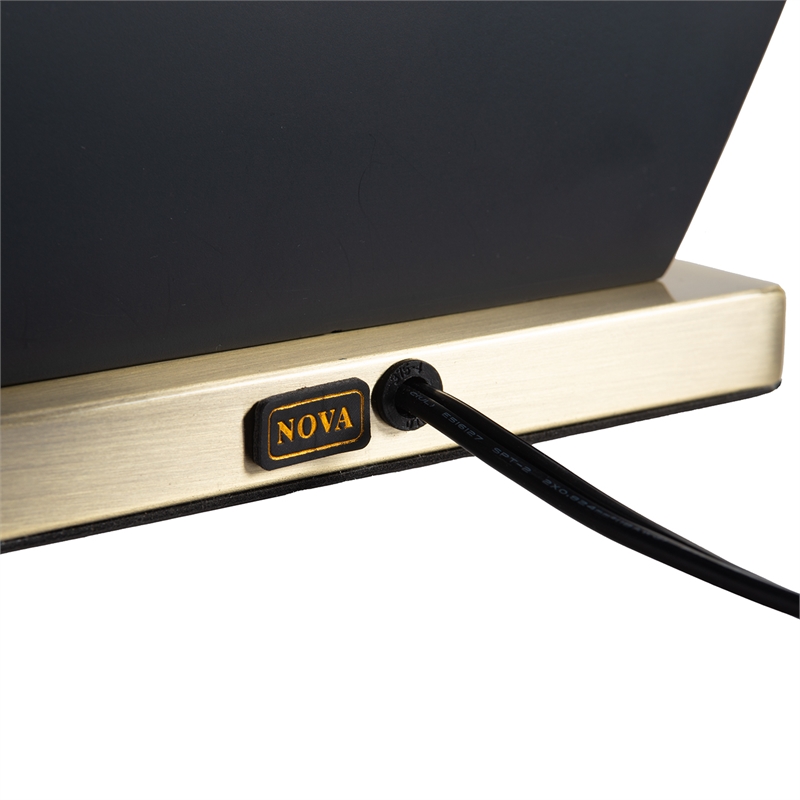Pearson Table Lamp - Ebony Wood Weathered Brass White Cotton-Linen Shade