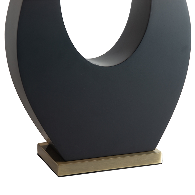 Pearson Table Lamp - Ebony Wood Weathered Brass White Cotton-Linen Shade