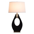 Pearson Table Lamp - Ebony Wood Weathered Brass White Cotton-Linen Shade