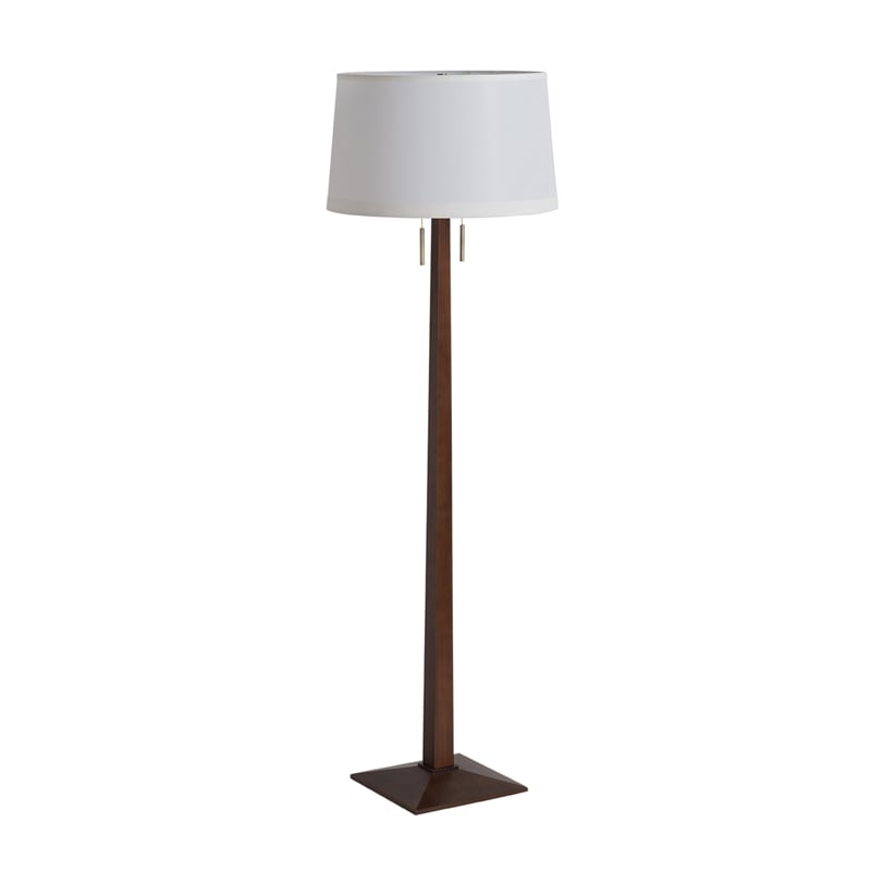 Taper Floor Lamp - Dark Walnut Wood Finish Weathered Brass
