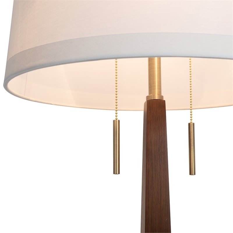 Taper Floor Lamp - Dark Walnut Wood Finish Weathered Brass