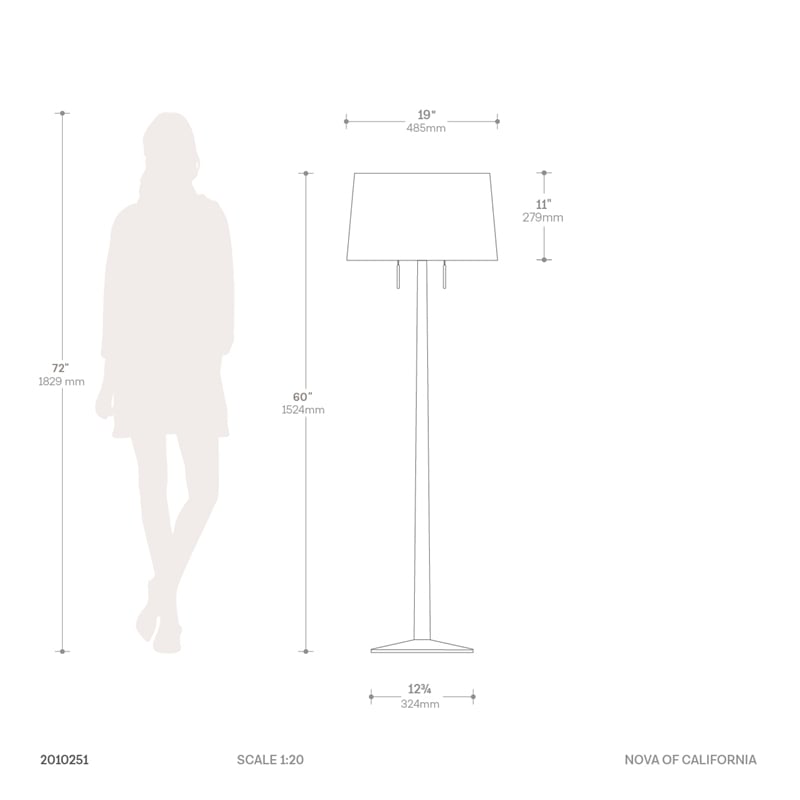 Taper Floor Lamp - Dark Walnut Wood Finish Weathered Brass