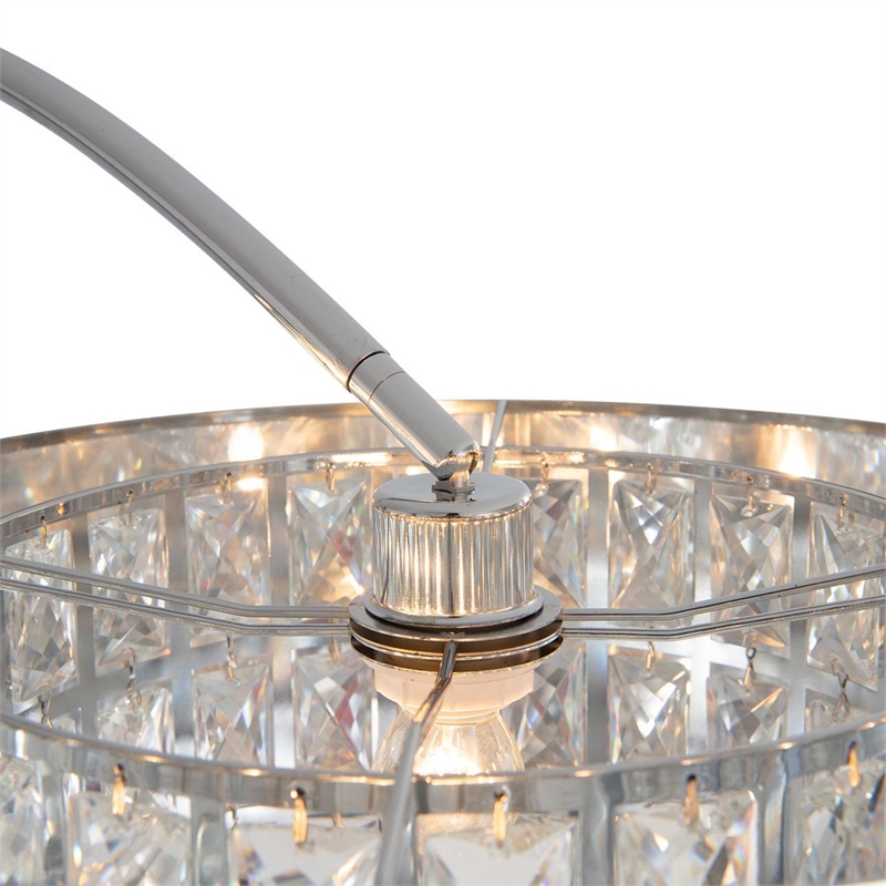 Marilyn 3 Light Arc Floor Lamp - 90 Polished Chrome & Mylar/Crystal Shades