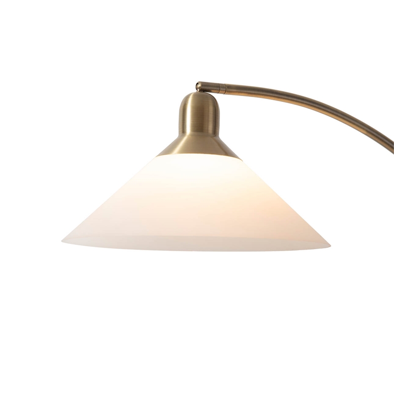 Melmar Chairside Arc Floor Lamp Weathered Brass and Walnut Dimmer Switch V-Base