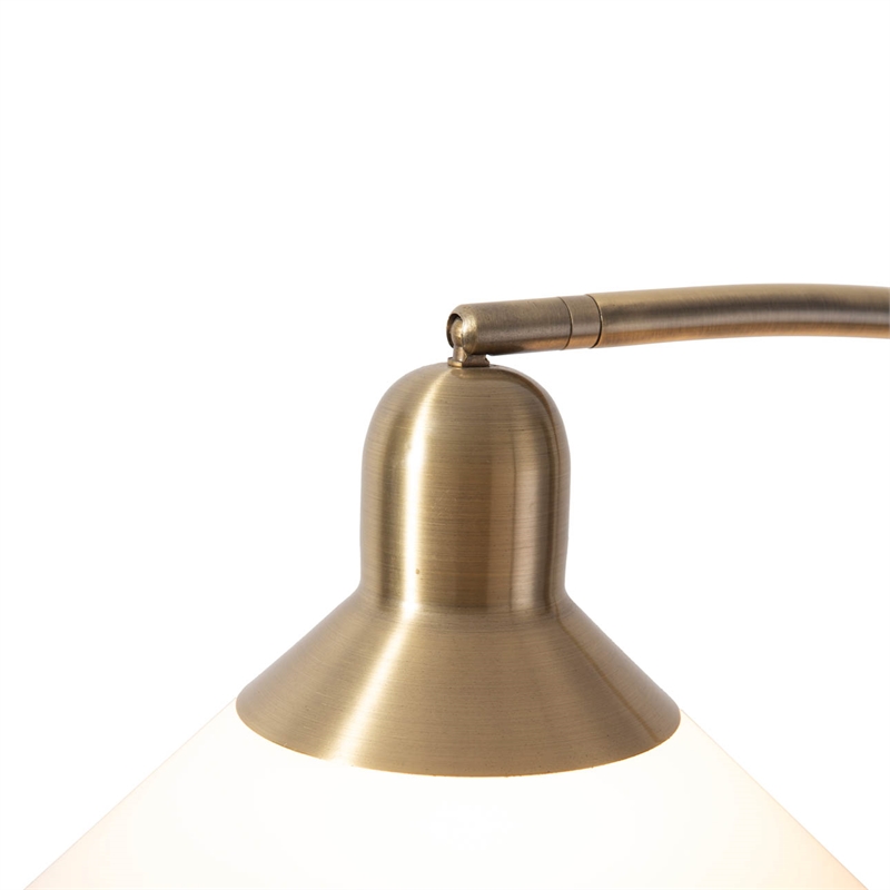 Melmar Chairside Arc Floor Lamp Weathered Brass and Walnut Dimmer Switch V-Base