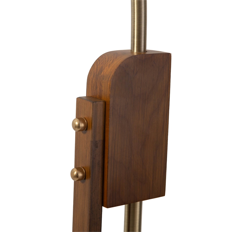 Melmar Chairside Arc Floor Lamp Weathered Brass and Walnut Dimmer Switch V-Base