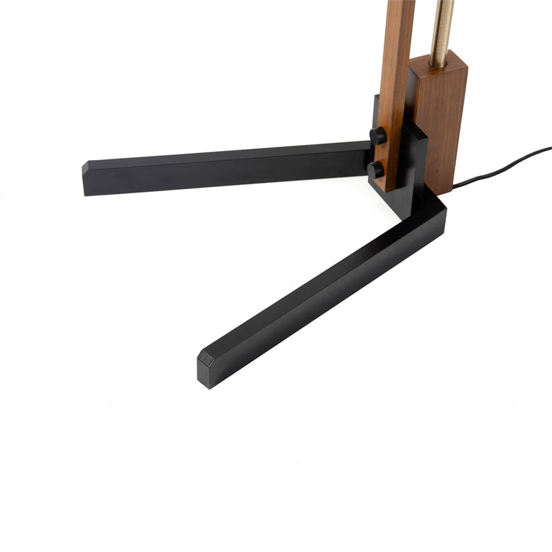 Melmar Chairside Arc Floor Lamp Weathered Brass and Walnut Dimmer Switch V-Base