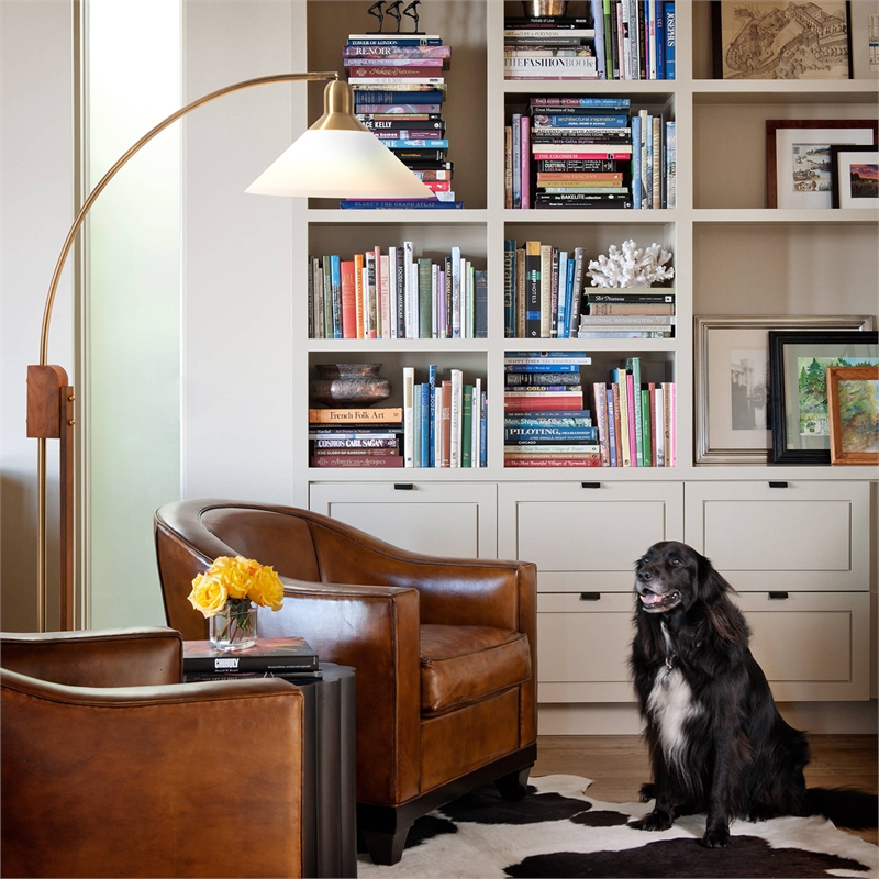 Melmar Chairside Arc Floor Lamp Weathered Brass and Walnut Dimmer Switch V-Base