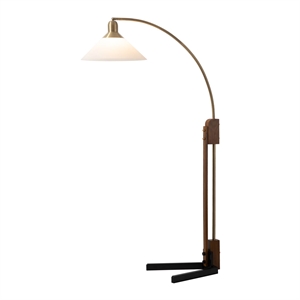 Melmar Chairside Arc Floor Lamp Weathered Brass and Walnut Dimmer Switch V-Base