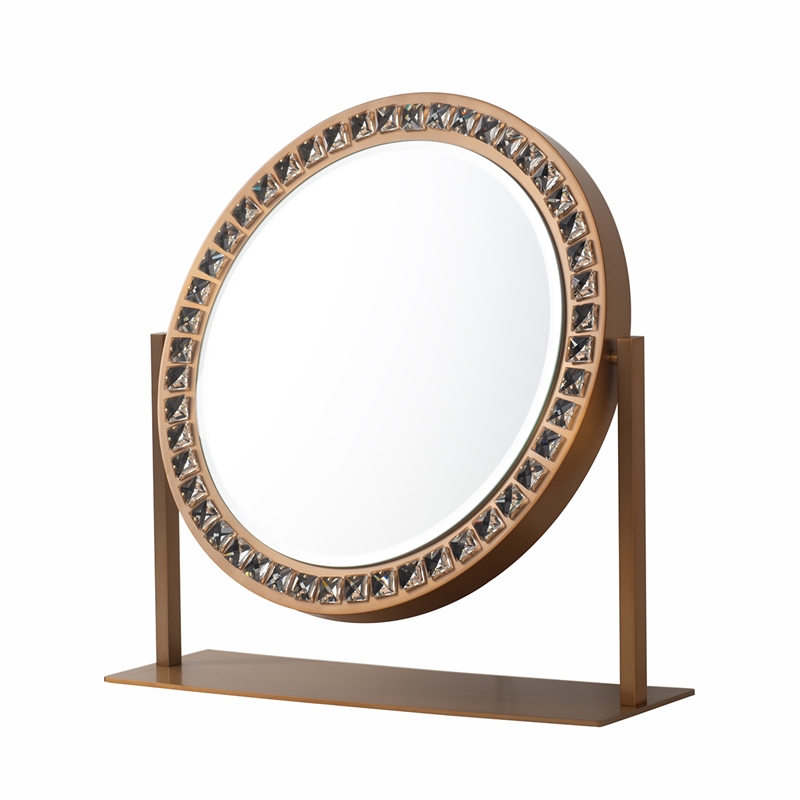 Marilyn Table Top LED Vanity Mirror - Weathered Brass