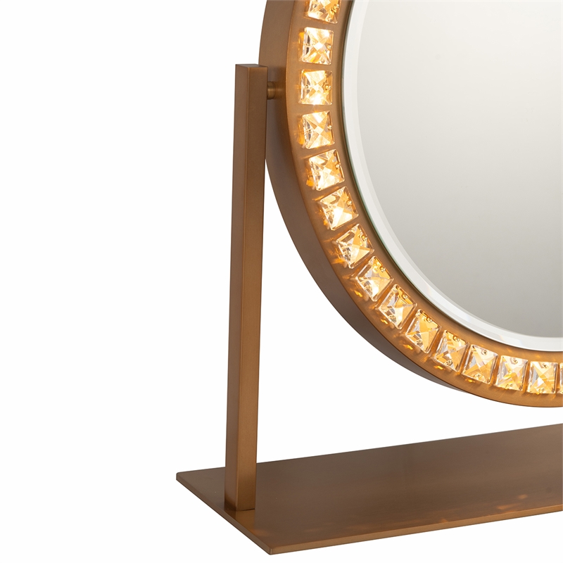 Marilyn Table Top LED Vanity Mirror - Weathered Brass
