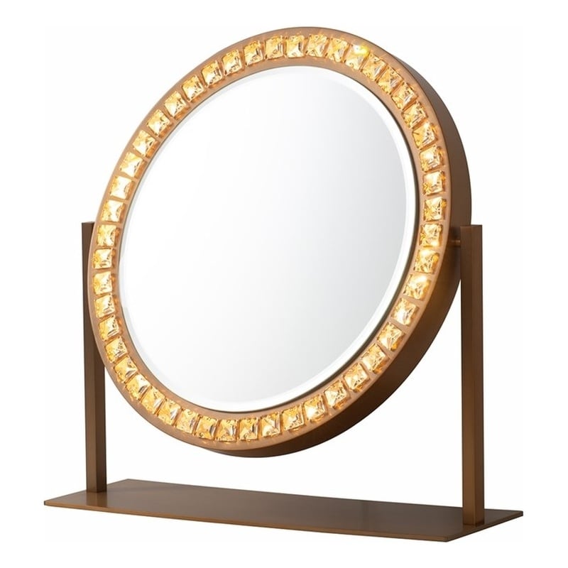 Marilyn Table Top LED Vanity Mirror - Weathered Brass