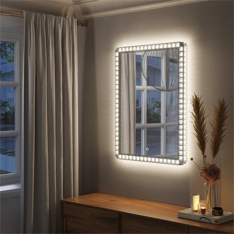 Marilyn Illuminated Rectangular Wall Mirror -  40 Chrome Touch Dimmer