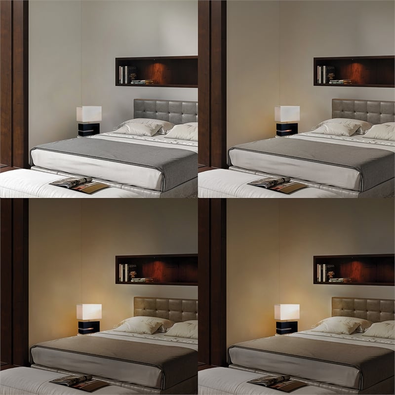 Zen Reclining Table Lamp with Nightlight - 20 Espresso Wood Brushed Nickel