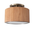 Tambo Semi-Flush Mount Ceiling Light - Natural Ash Wood Finish Weathered Brass