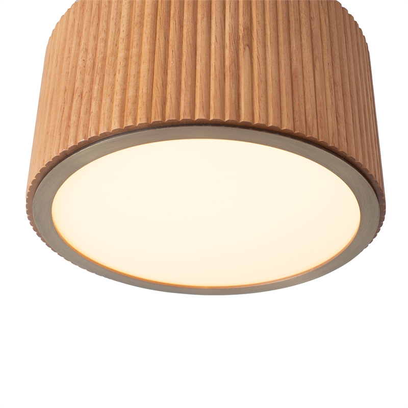 Tambo Semi-Flush Mount Ceiling Light - Natural Ash Wood Finish Weathered Brass