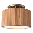Tambo Semi-Flush Mount Ceiling Light - Natural Ash Wood Finish Weathered Brass