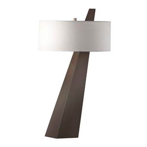obelisk table lamp - wood linen shade on/off switch