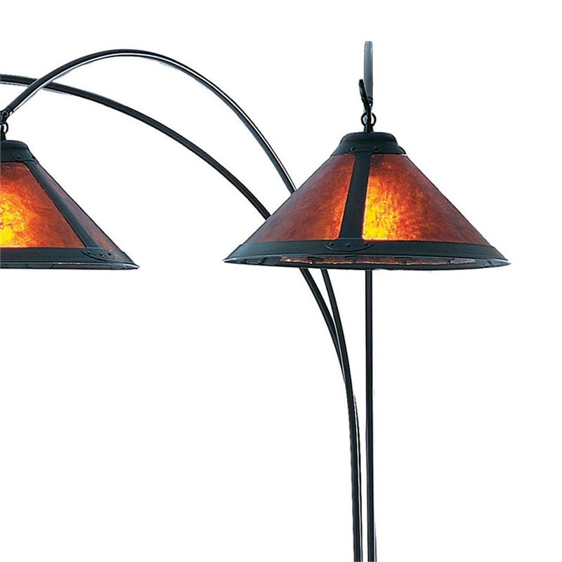 natural mica 3 light arc floor lamp - 86 espresso wood bronze