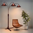 Natural Mica 3 Light Arc Floor Lamp - 86 Espresso Wood Bronze