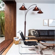 Natural Mica 3 Light Arc Floor Lamp - 86 Espresso Wood Bronze