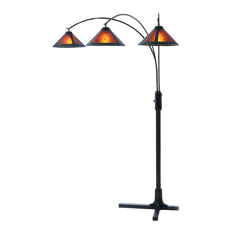 Natural Mica 3 Light Arc Floor Lamp - 86 Espresso Wood Bronze